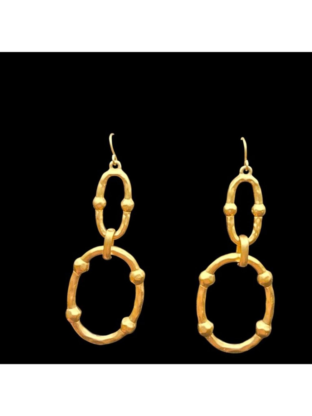 Lauren Ralph Lauren Gold-Toned Double Oval Dangle Textured Earrings - Picture 2 of 7